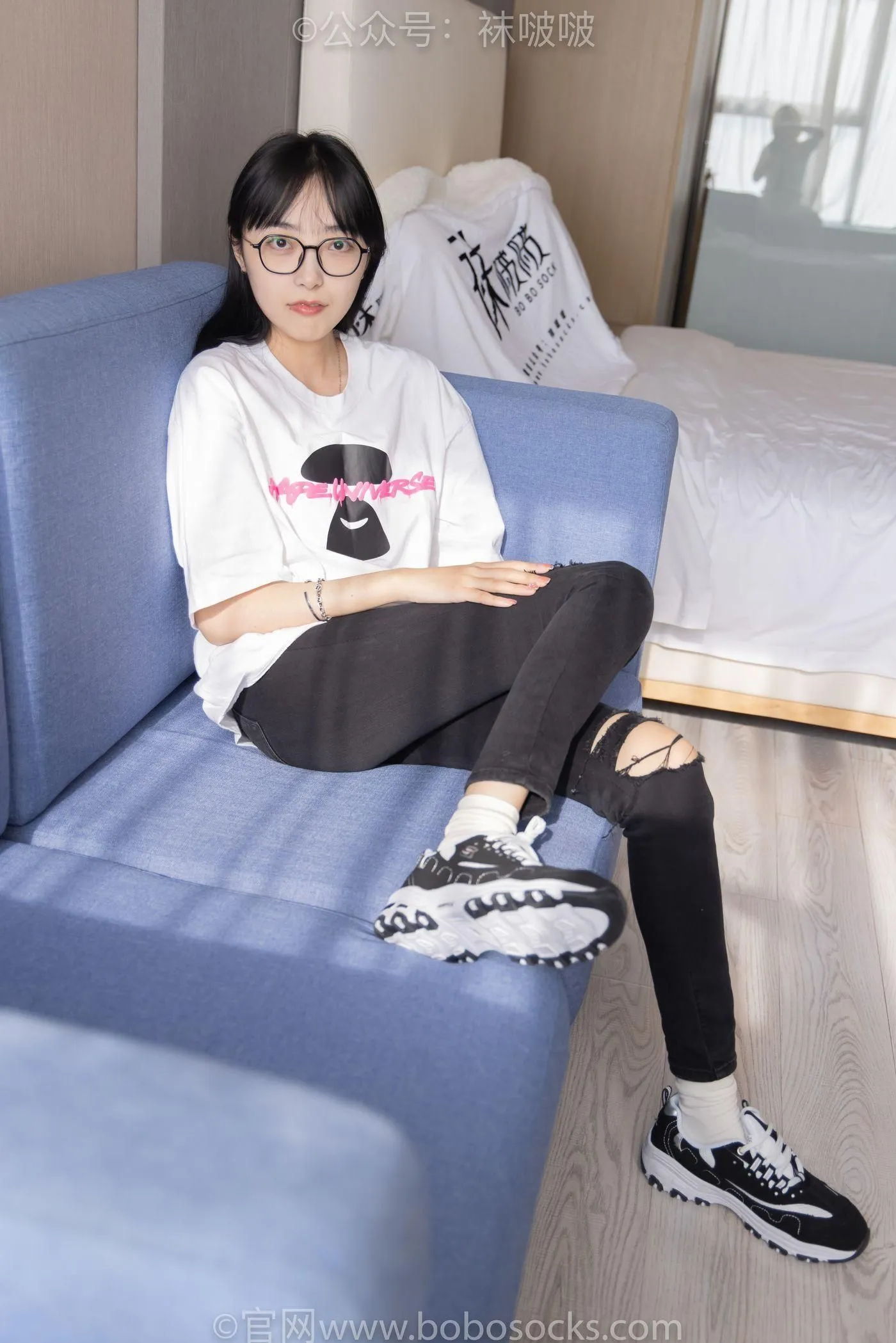 [BoBoSocks袜啵啵]NO.055 稚予-斯凯奇运动鞋、白棉袜、黑棉袜 [139P]插图7